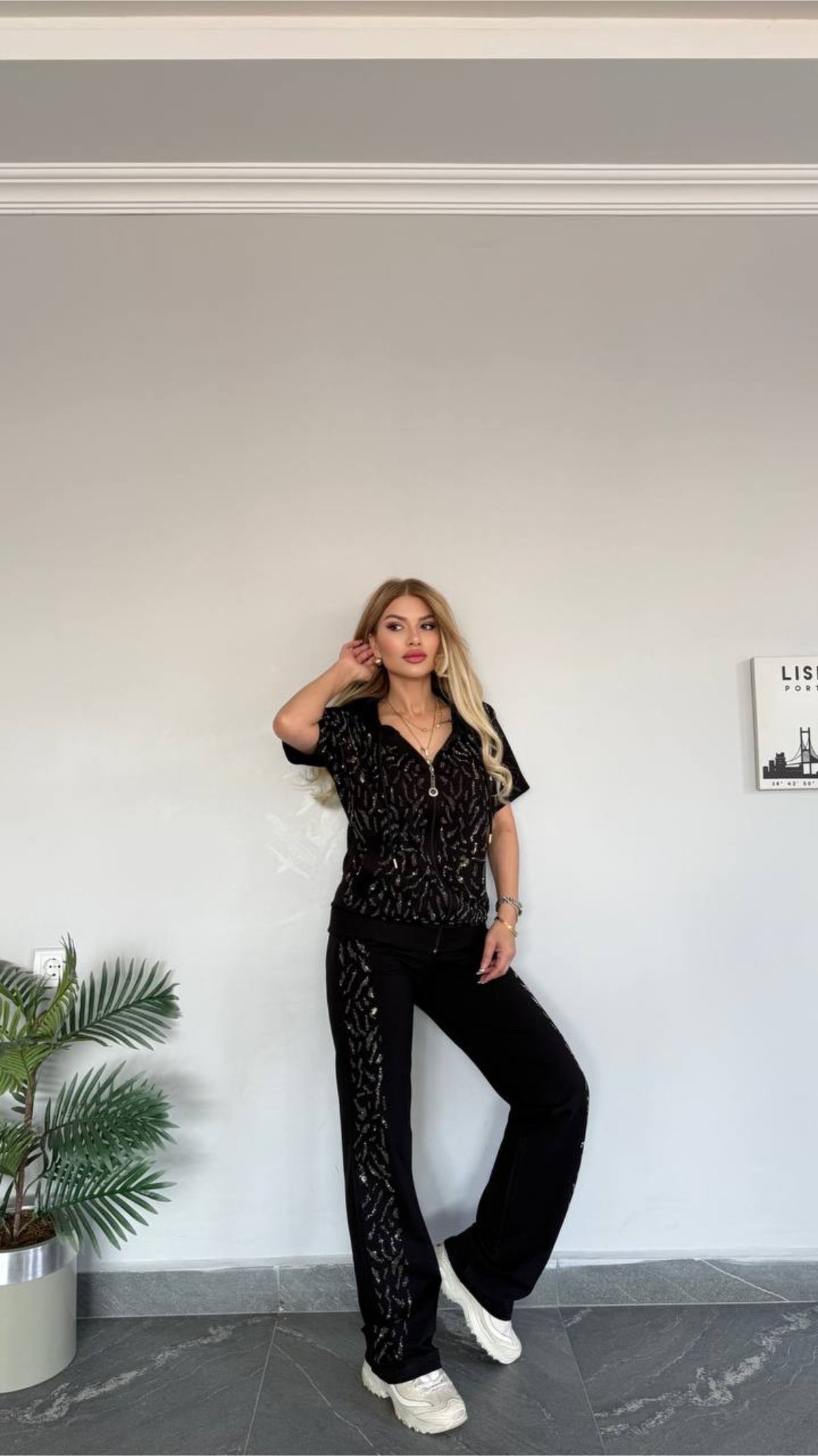 Zip-up studded survêt
